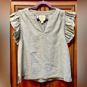 Emily McCarthy Linen Pop-Over Top Medium